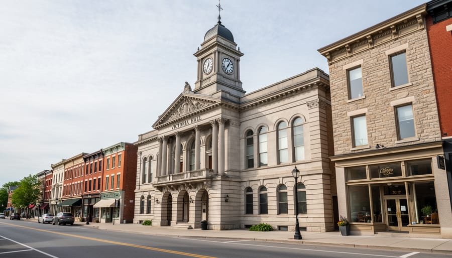 Historic Victoria Hall and Victorian architecture in downtown Cobourg